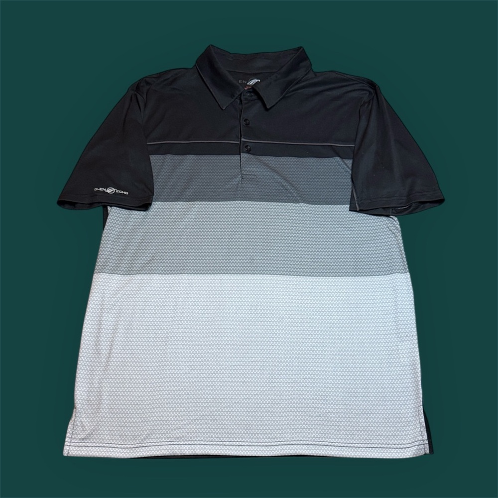 Glen Echo Dry Gear Black Gray Polo Golf Shirt sz XL
